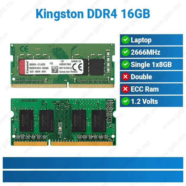 DDR4 16GB 2666MHz Kingston Laptop RAM