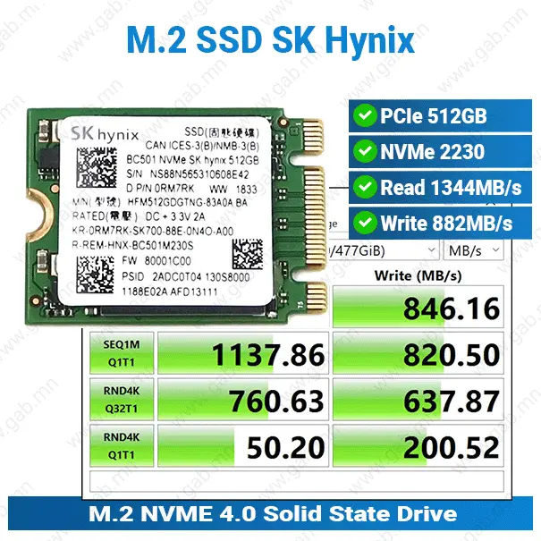 M.2 2230 512GB NVMe 4.0 SK Hynix HDD'