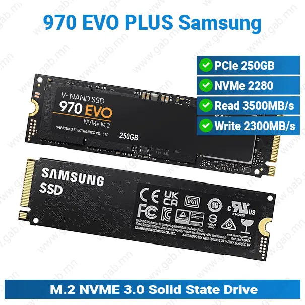M.2 2280 250GB NVME 3.0 970 EVO PLUS Samsung HDD'