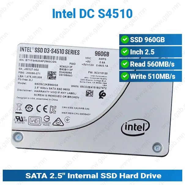SSD Server 960GB DC-S4510 Intel HDD'
