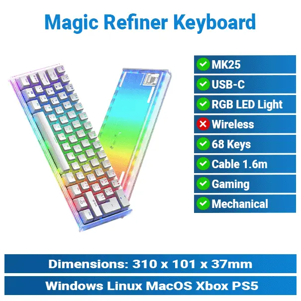 Magic-Refiner MK25 White Gaming Keyboard KMP