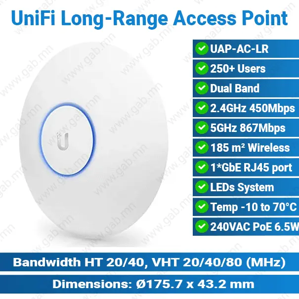 UBIQUITI LR 802.11ac Dual-Radio Long Range 2.4/5GHz AP AC 1317Mbps UniFi Access Point