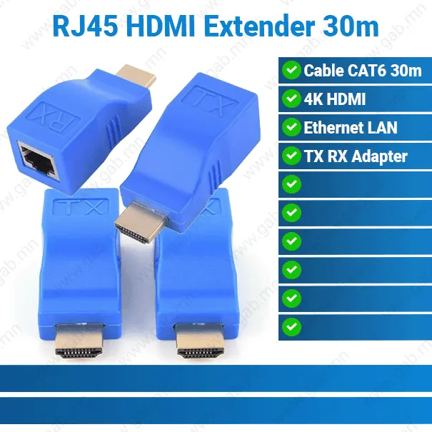 RJ45 Extender Ethernet LAN HDMI TX/RX 30m Network