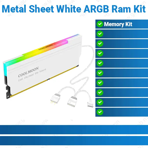 Metal Sheet White A-RGB Memory Ram Heatsink