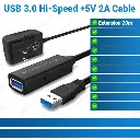 USB 3.0 20m Hi-Speed +5V 2A Extension Black Cable
