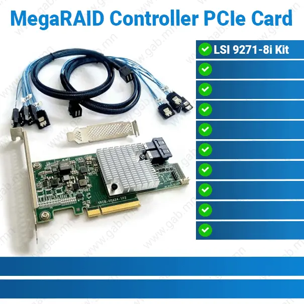 Adapter MegaRAID LSI 9271-8i Kit Storage Controller PCIe Card