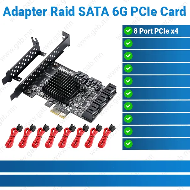 Adapter Raid Marvell SATA 6G 8-port PCIe Card