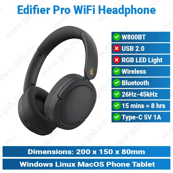 Edifier W800BT Pro Wireless Over-Ear Headset MSH