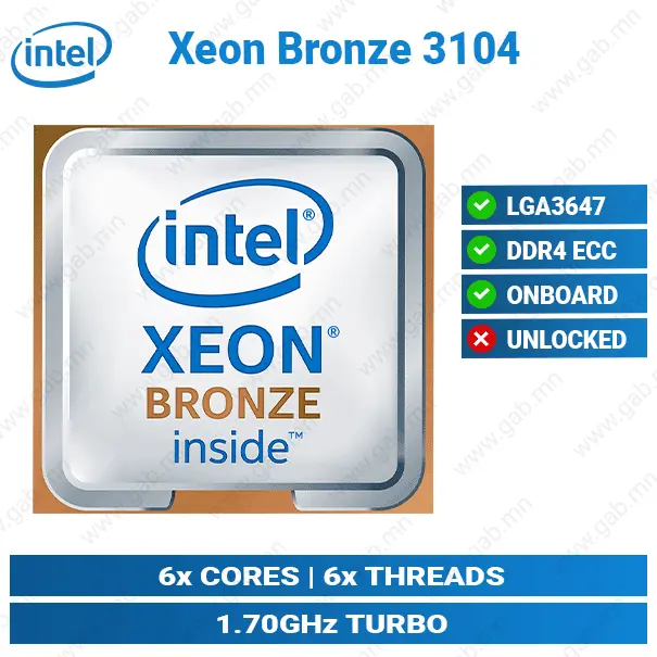 [#11'0016] Xeon Bronze 3104 Intel CPU