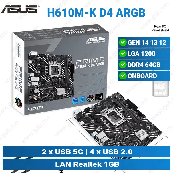 [#12'0004] Prime H610M-K D4 ARGB Asus MB'