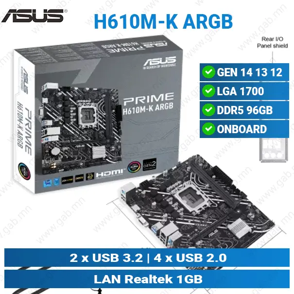 [#12'0005] Prime H610M-K D5 ARGB Asus MB'