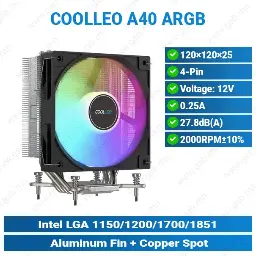 [#14'0004] COOLLEO A40 ARGB Intel Air Cooler