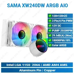 [#14'0014] SAMA XW240DW ARGB AIO White 2/1 | Liquid Cooler