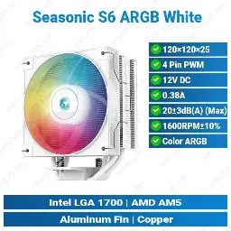 [#14'0011] Seasonic S6 ARGB White Air Cooler