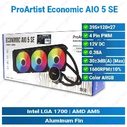 [#14'0015] ProArtist Economic AIO 5 SE Black 360 Liquid Cooler