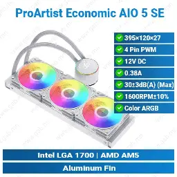 [#14'0016] ProArtist Economic AIO 5 SE White 360 Liquid Cooler
