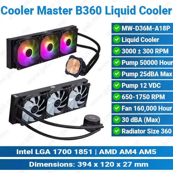 [#14'0017] Cooler Master B360 Core MW-D36M-A18PZ-C1 Black Liquid Cooler