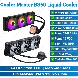[#14'0017] Cooler Master B360 Core MW-D36M-A18PZ-C1 Black Liquid Cooler