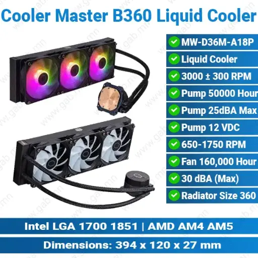 [#14'0017] Cooler Master B360 Core MW-D36M-A18PZ-C1 Black Liquid Cooler