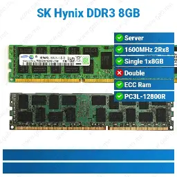 [#15'0008] DDR3 8GB 1600MHz 2Rx8 PC3L-12800R ECC RAM