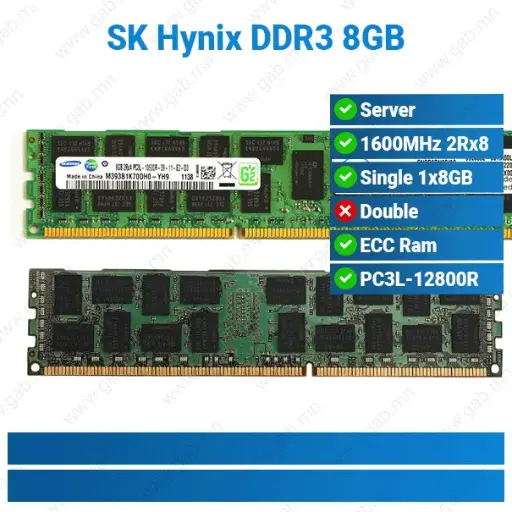 [#15'0008] DDR3 8GB 1600MHz 2Rx8 PC3L-12800R | ECC RAM