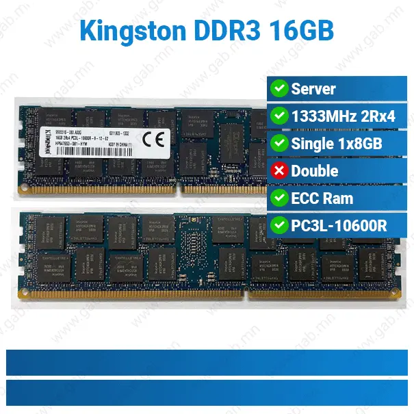 [#15'0006] DDR3 16GB 1333MHz 2Rx4 PC3L-10600R ECC RAM