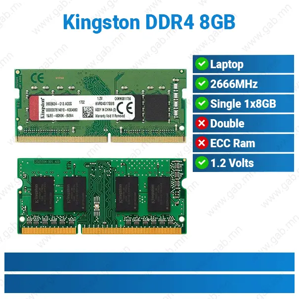 [#15'0012] DDR4 8GB 2666MHz Kingston | Laptop RAM