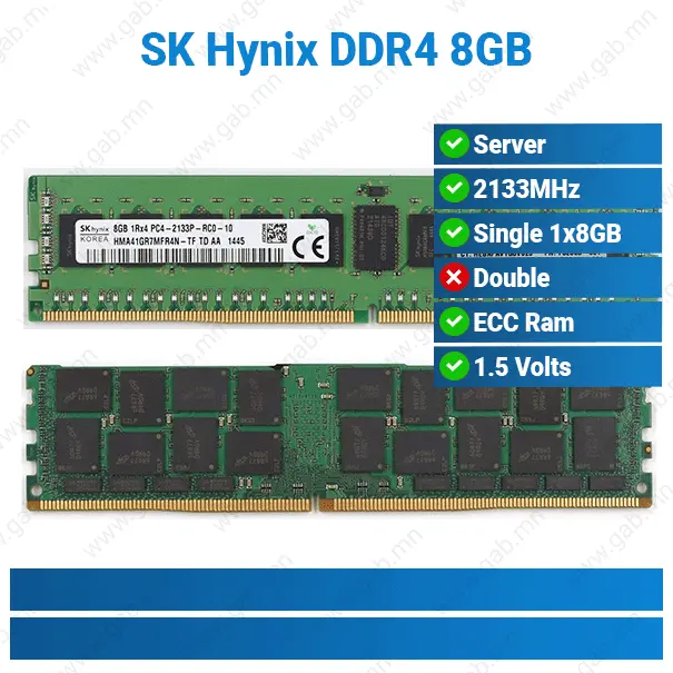 [#15'0028] DDR4 8GB 1RX4 PC4-2133P-RC0-10 SK Hynix | ECC RAM