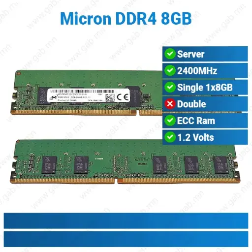 [#15'0015] DDR4 8GB 1RX8 PC4-2400T-RD1-1 Micron ECC RAM
