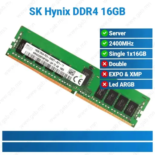[#15'0019] DDR4 16GB 2400MHz 2Rx8 PC4-2400T SK Hynix | ECC RAM