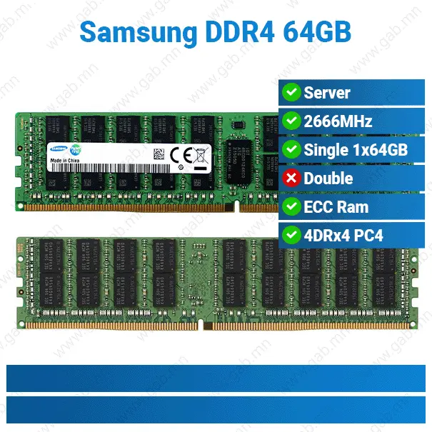 [#15'0023] DDR4 64GB 4DRx4 PC4-2666V Samsung | ECC RAM