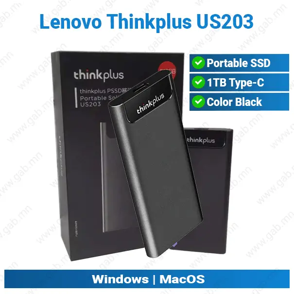 [#16'0035] USB Portable 1TB Thinkplus US203 Lenovo HDD'