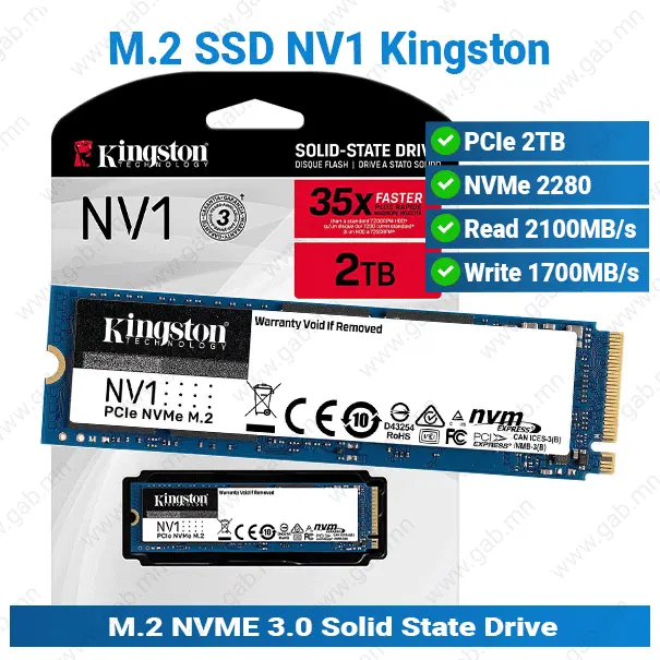 [#16'0011] M.2 2TB 2280 NVMe 3.0 NV1 Kingston HDD'