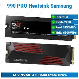 [#16'0013] M.2 2280 2TB NVMe 4.0 990 PRO Heatsink Samsung HDD'