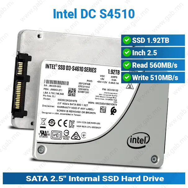 [#16'0031] SSD Server 1.92T DC-S4510 Intel HDD'