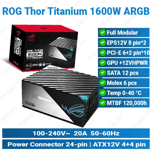 [#17'0015] Asus ROG Thor Titanium Fully Modular 1600W'