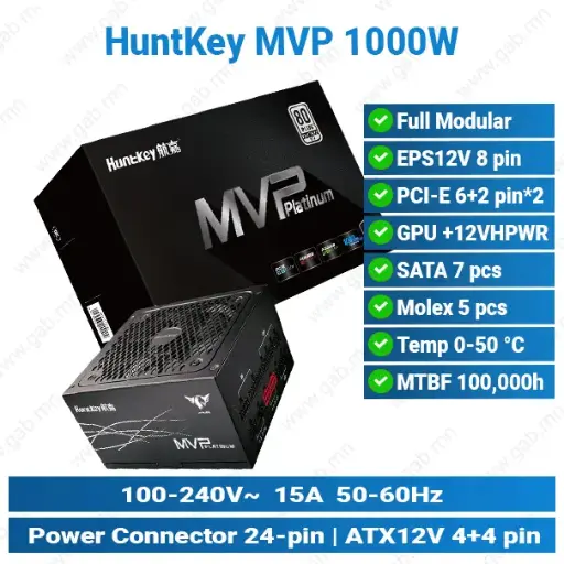 [#17'0012] HuntKey MVP P1000 Fully Modular 1000W | Power Supply