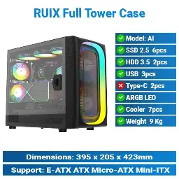 [#19'0014] Ruix AI Full Tower Black Case