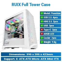 [#19'0016] Ruix Poseidon Full Tower White | PC Case