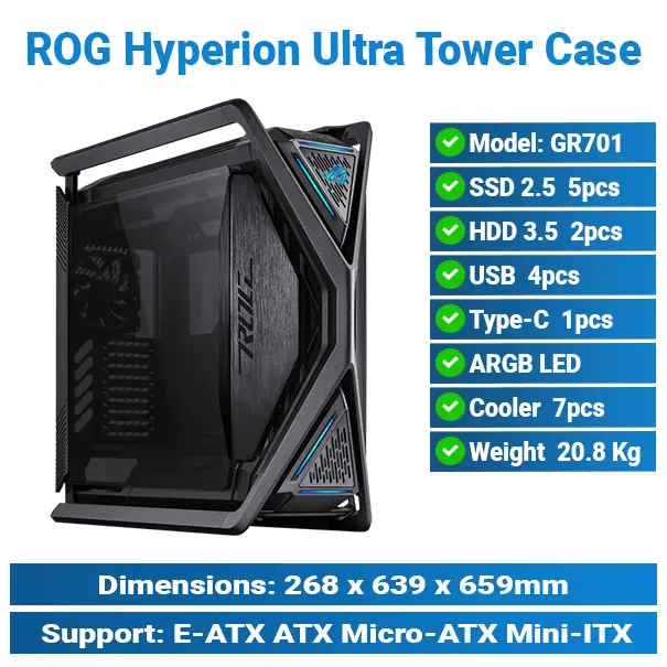 [#19'0019] Asus ROG Hyperion GR701 Ultra Tower Black Case