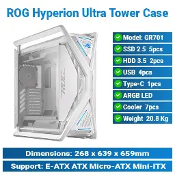 [#19'0020] Asus ROG Hyperion GR701 Ultra Tower White Case