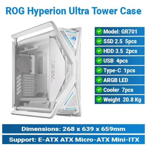 [#19'0020] Asus ROG Hyperion GR701 Ultra Tower White Case