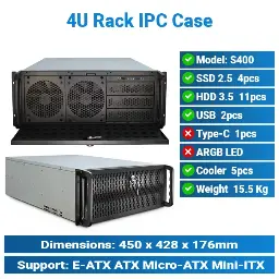 [#19'0021] S400 450*428*176mm 4U Rack IPC Case