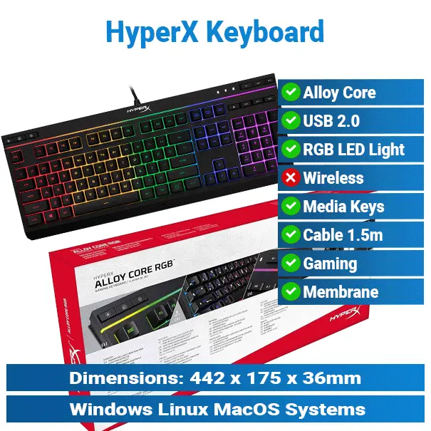 [#20'0007] HyperX Alloy Core RGB Membrane Gaming Keyboard KMP