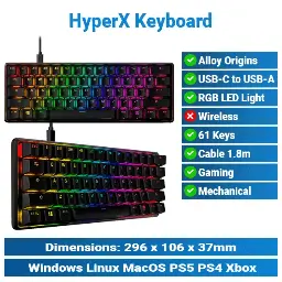 [#20'0008] HyperX Alloy Origins 65 Wired Keyboard | Gaming Keyboard