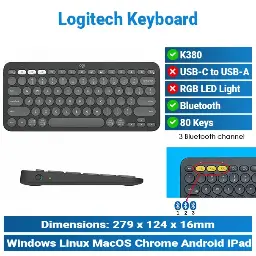 [#20'0009] Logitech K380 Multi-Device Bluetooth Keyboard | Office Keyboard