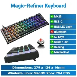 [#20'0010] Magic-Refiner MK25 Black Wired Keyboard | Gaming Keyboard