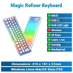 [#20'0019] Magic-Refiner MK25 White Wired Type-C Keyboard | Gaming Keyboard