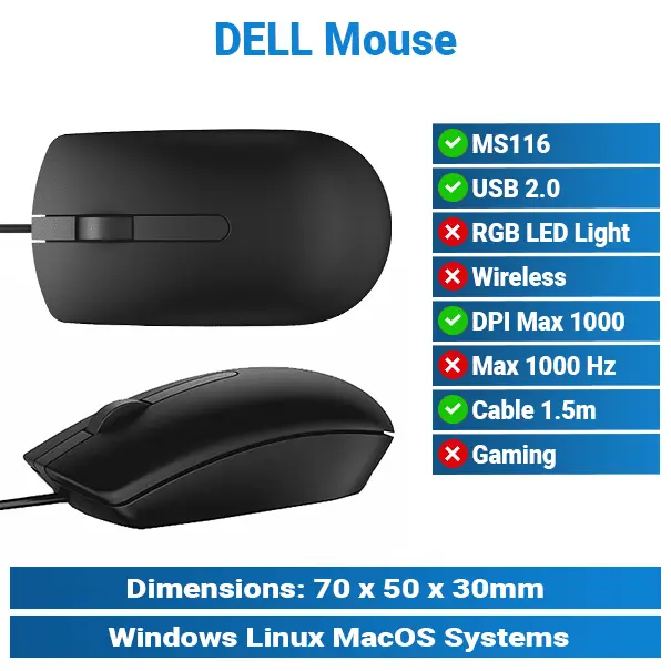 [#20'0023] Dell MS116 Mouse KMP