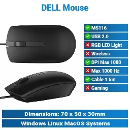 [#20'0023] DELL Wired Mouse MS116